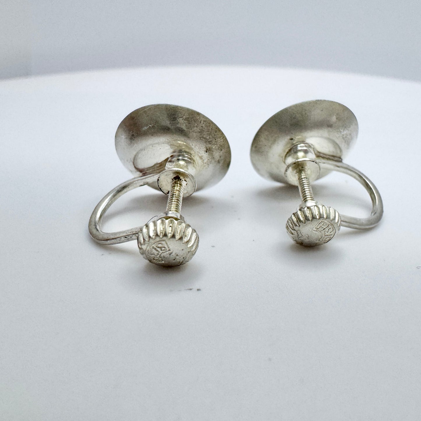 Elis Kauppi, Kupittaan Kulta Finland 1960s. Vintage Solid Silver Aventurine Earrings