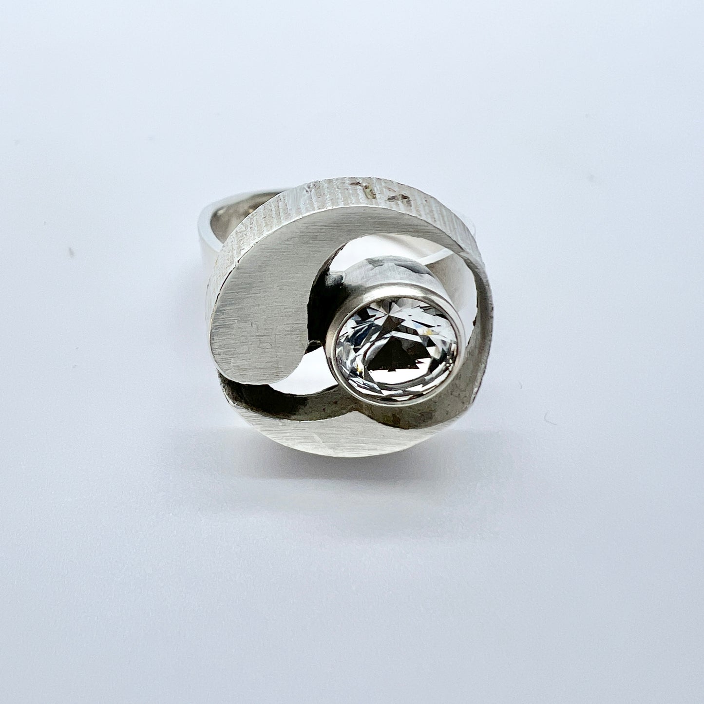 Karl Laine for Sten & Laine, Finland 1977. Vintage Sterling Silver Rock Crystal Ring.