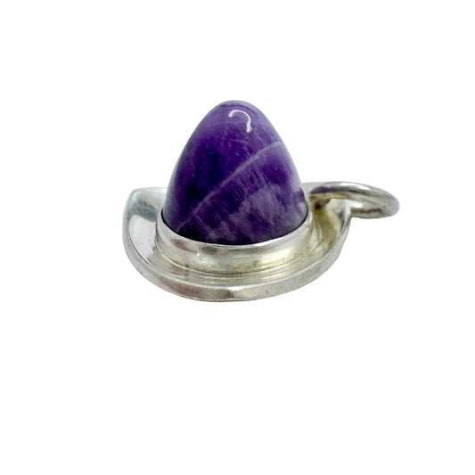 Elis Kauppi, Kupittaan Kulta Finland 1960s. Vintage Solid Silver Amethyst Pendant.