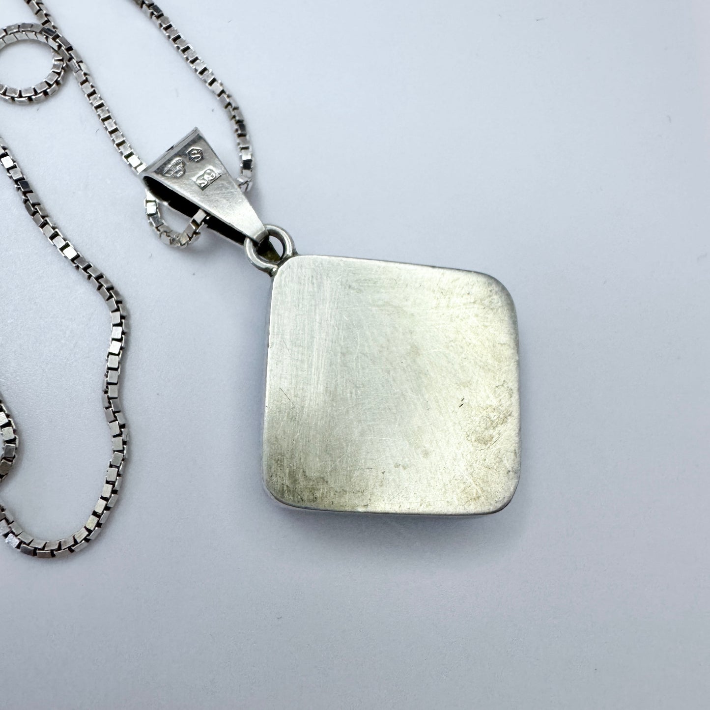 Larsson, Sweden 1968. Vintage Sterling Silver Bergslagen-stone Pendant Necklace.