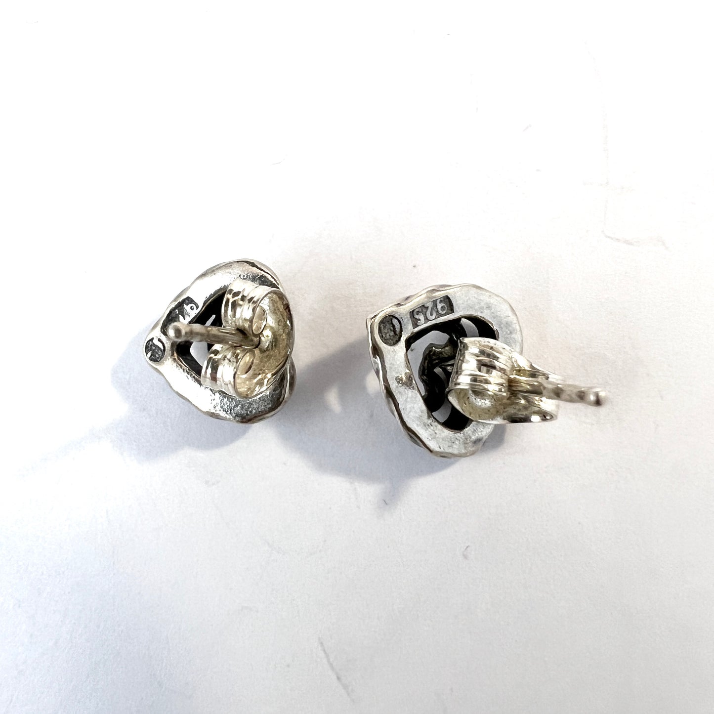 Kalevala Koru, Finland. Vintage Sterling Silver Heart Stud Earrings.