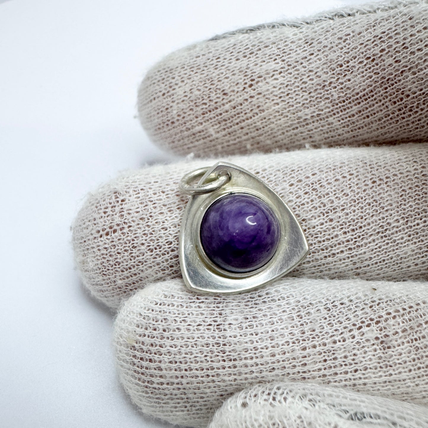 Elis Kauppi, Kupittaan Kulta Finland 1960s. Vintage Solid Silver Amethyst Pendant.