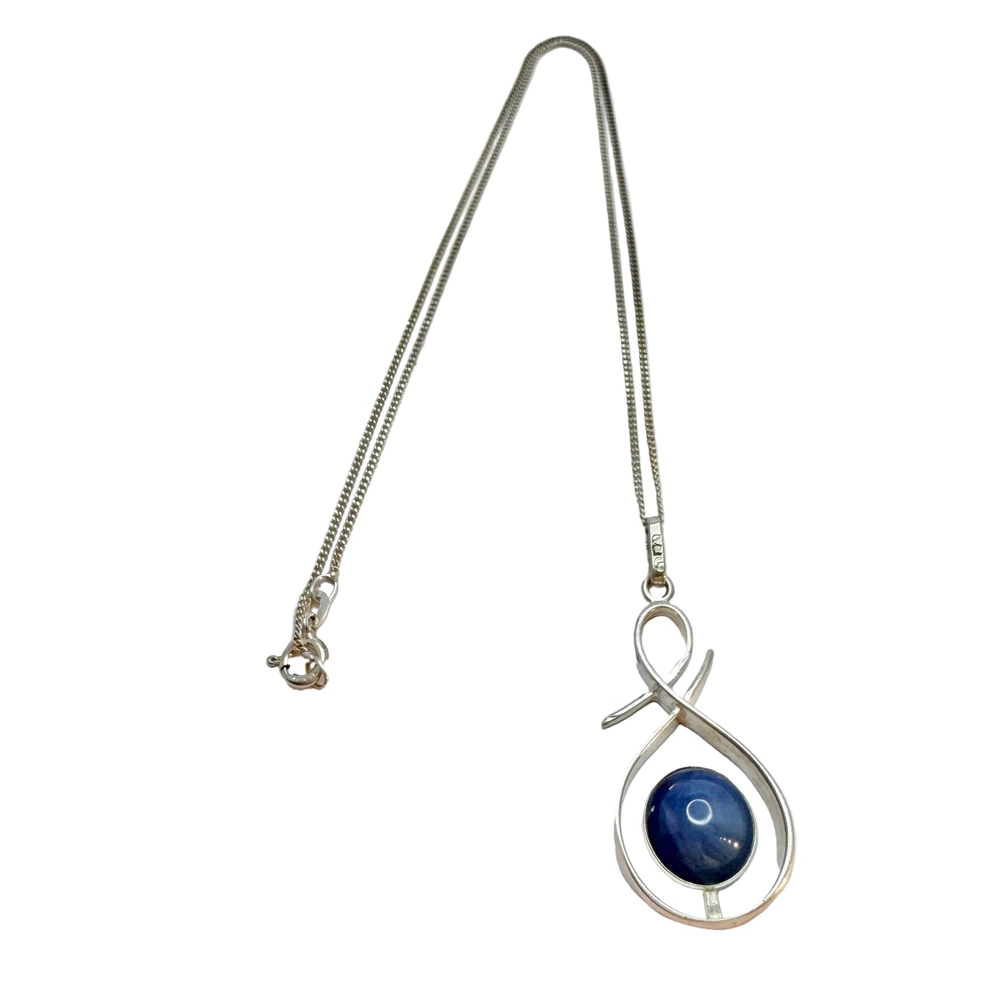 Victor Janson, Sweden 1976. Vintage Solid Silver Bergslagen-stone Pendant Necklace.