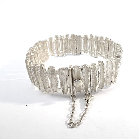 Vintage Chunky Frosty Solid Sterling Silver Bracelet.