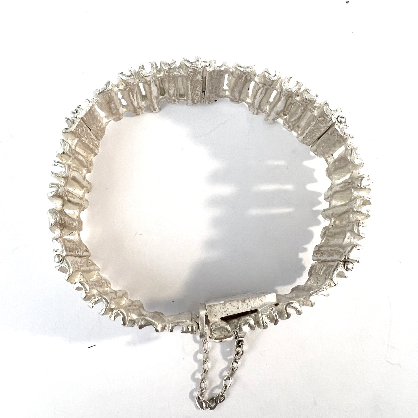 Vintage Chunky Frosty Solid Sterling Silver Bracelet.