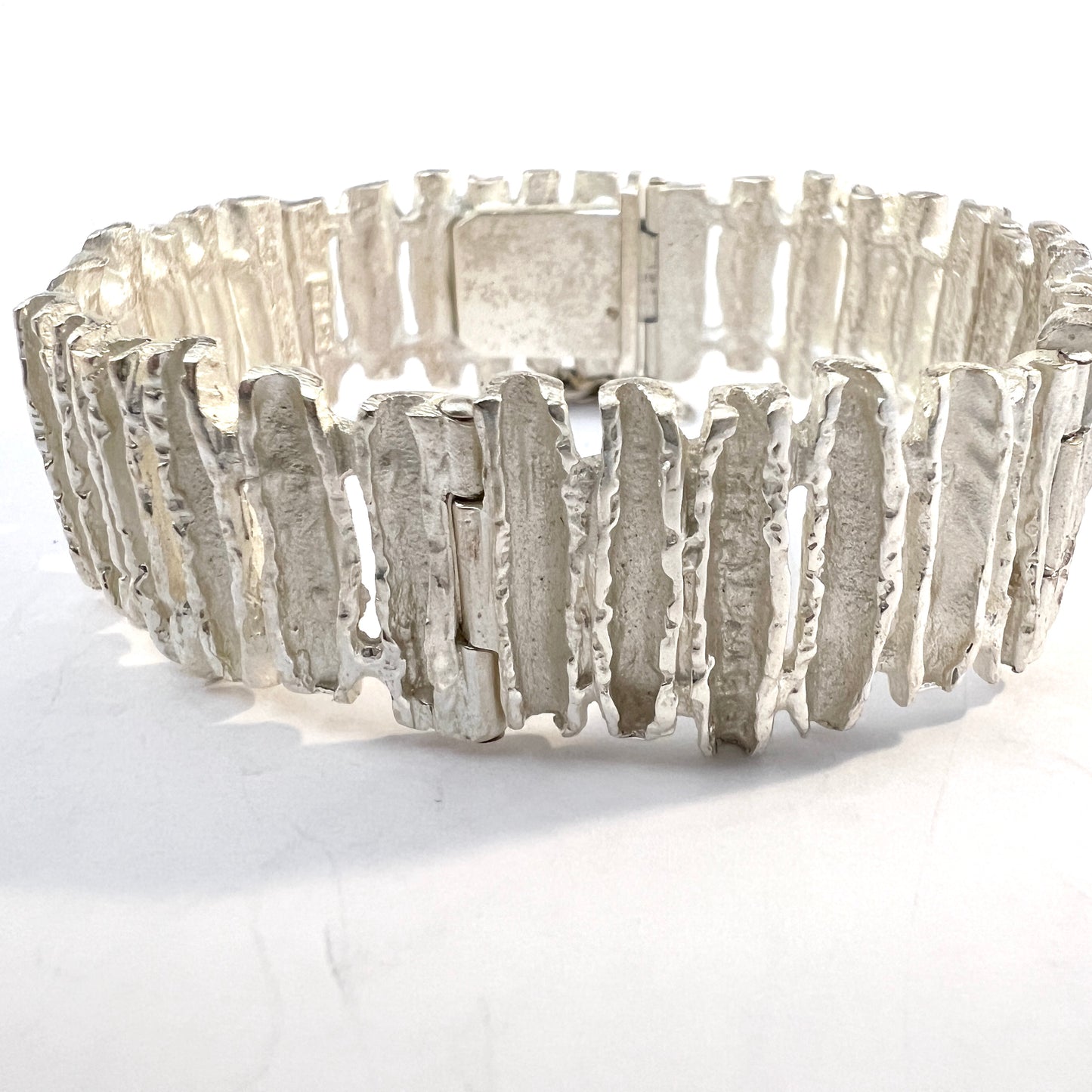 Vintage Chunky Frosty Solid Sterling Silver Bracelet.