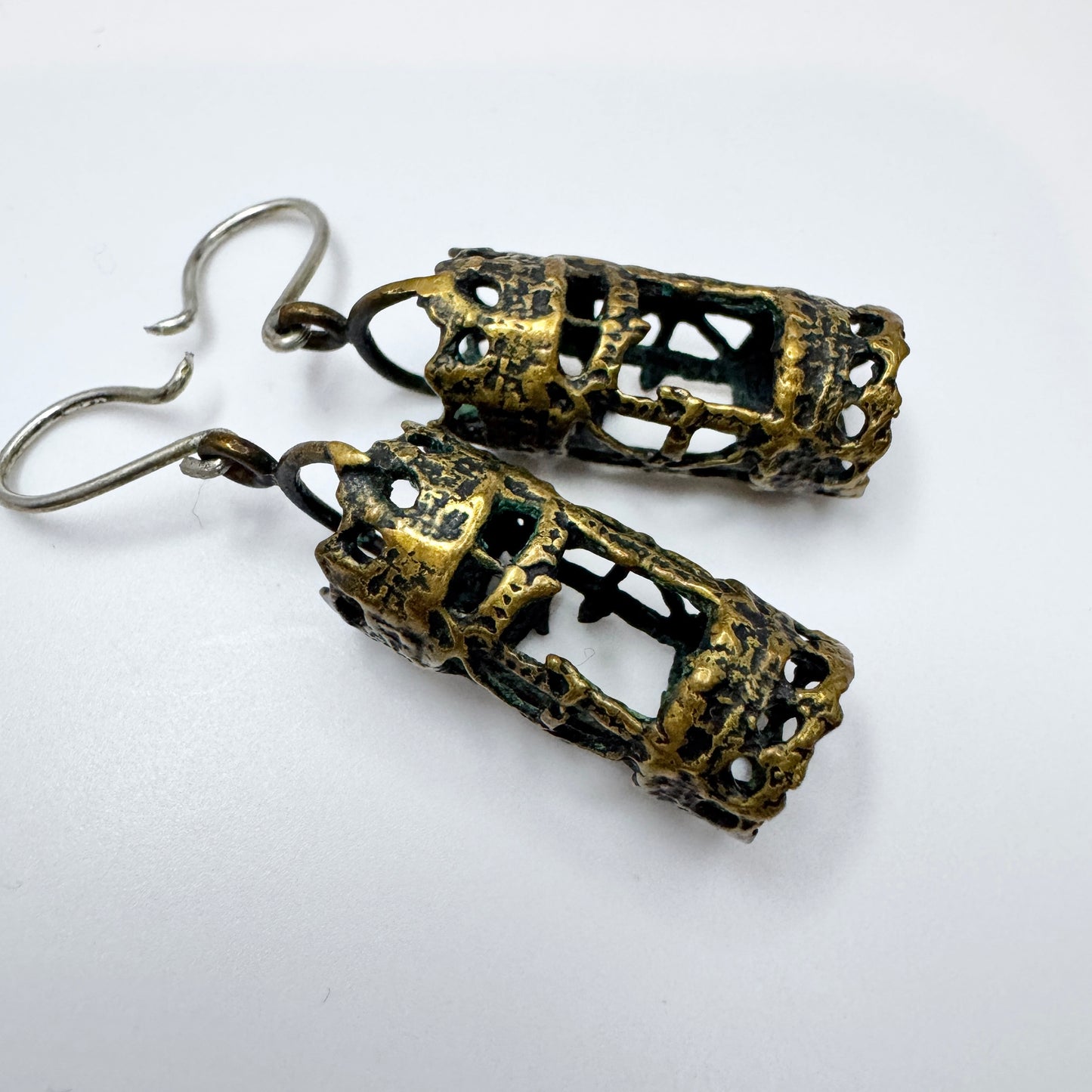 Pentti Sarpaneva, Finland 1970s. Vintage Bronze Earrings.