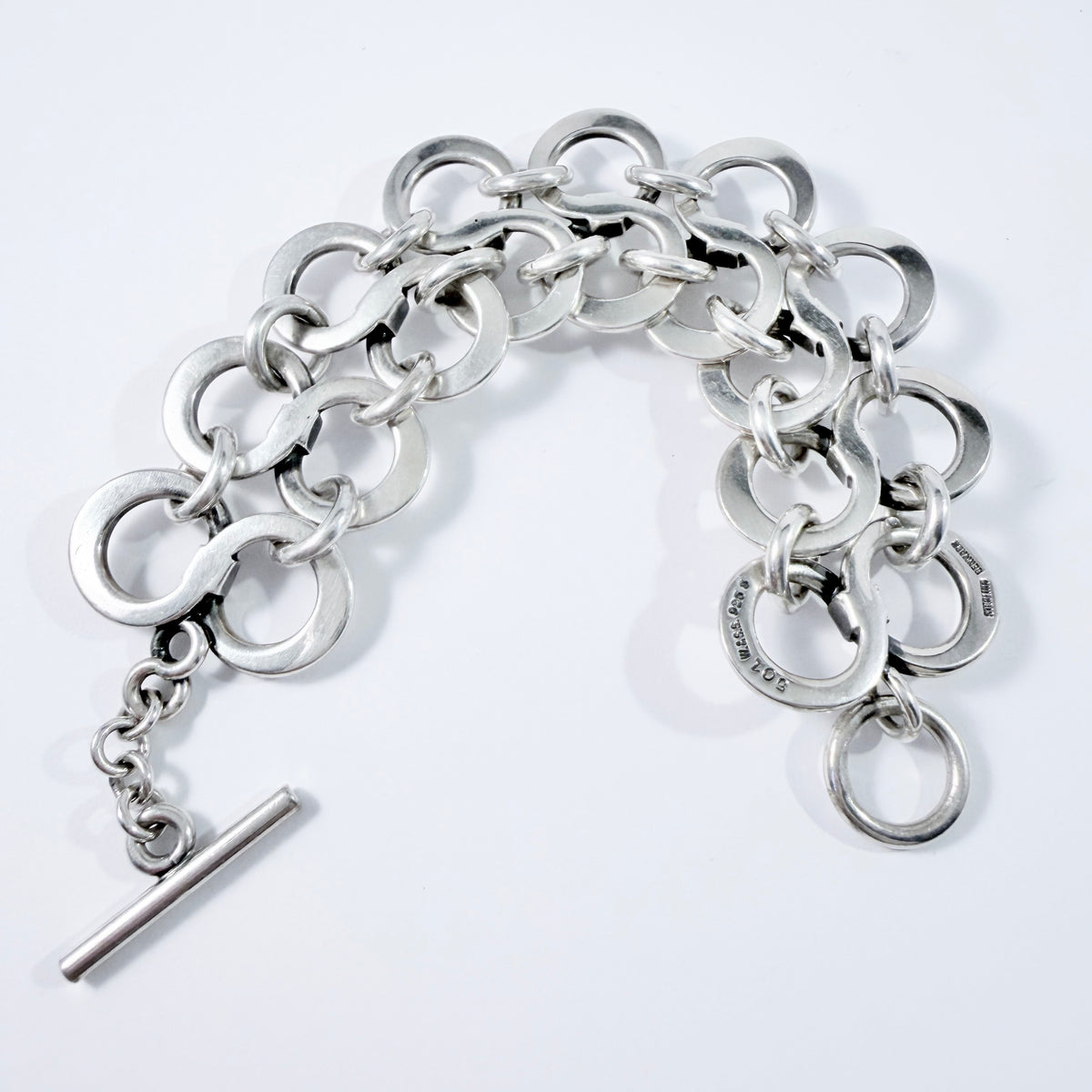 W. & S. Sørensen, Denmark c 1960s. Chunky 86gram Vintage Sterling Silver Bracelet.