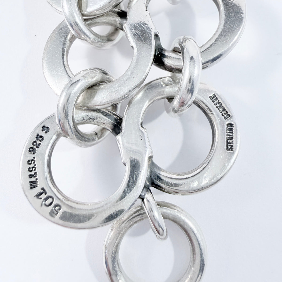 W. & S. Sørensen, Denmark c 1960s. Chunky 86gram Vintage Sterling Silver Bracelet.