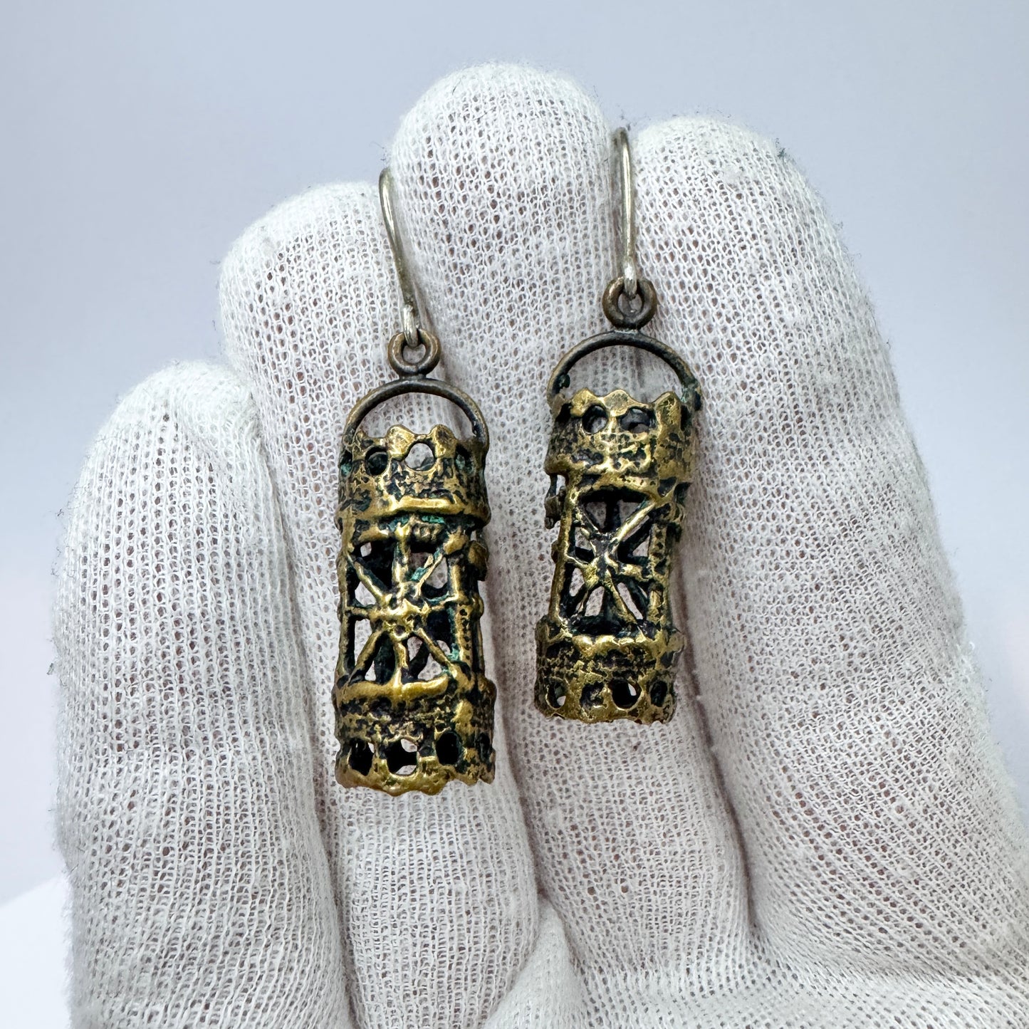 Pentti Sarpaneva, Finland 1970s. Vintage Bronze Earrings.