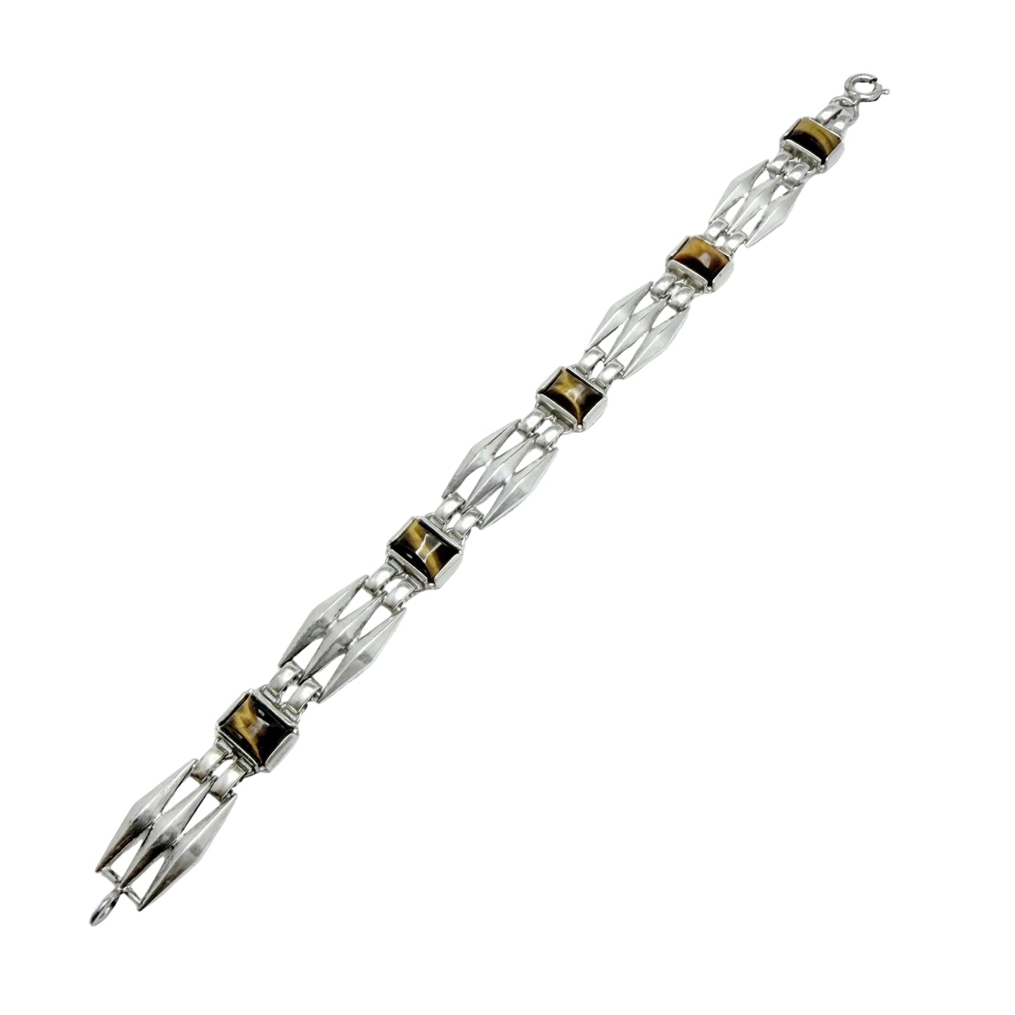 Kordes Lichtenfels, Germany ca 1970. Vintage Solid Silver Tiger's Eye Bracelet.