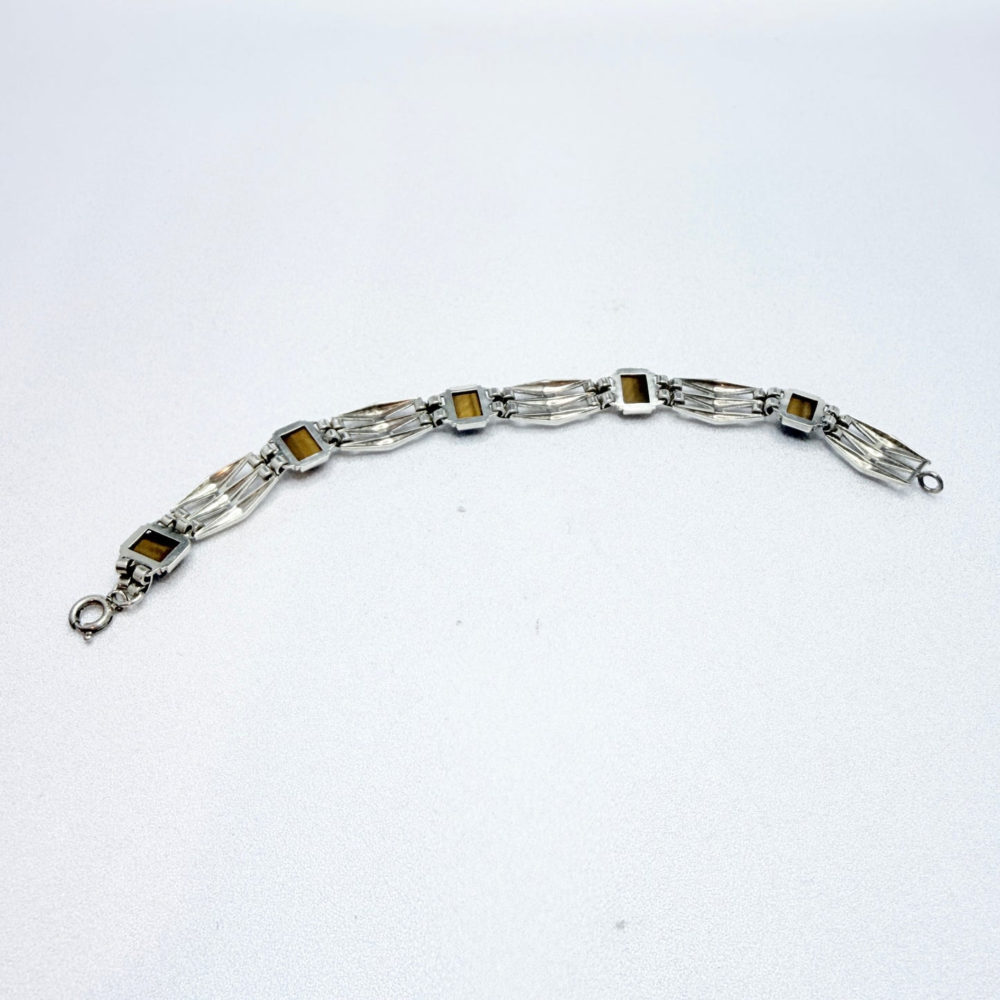 Kordes Lichtenfels, Germany ca 1970. Vintage Solid Silver Tiger's Eye Bracelet.
