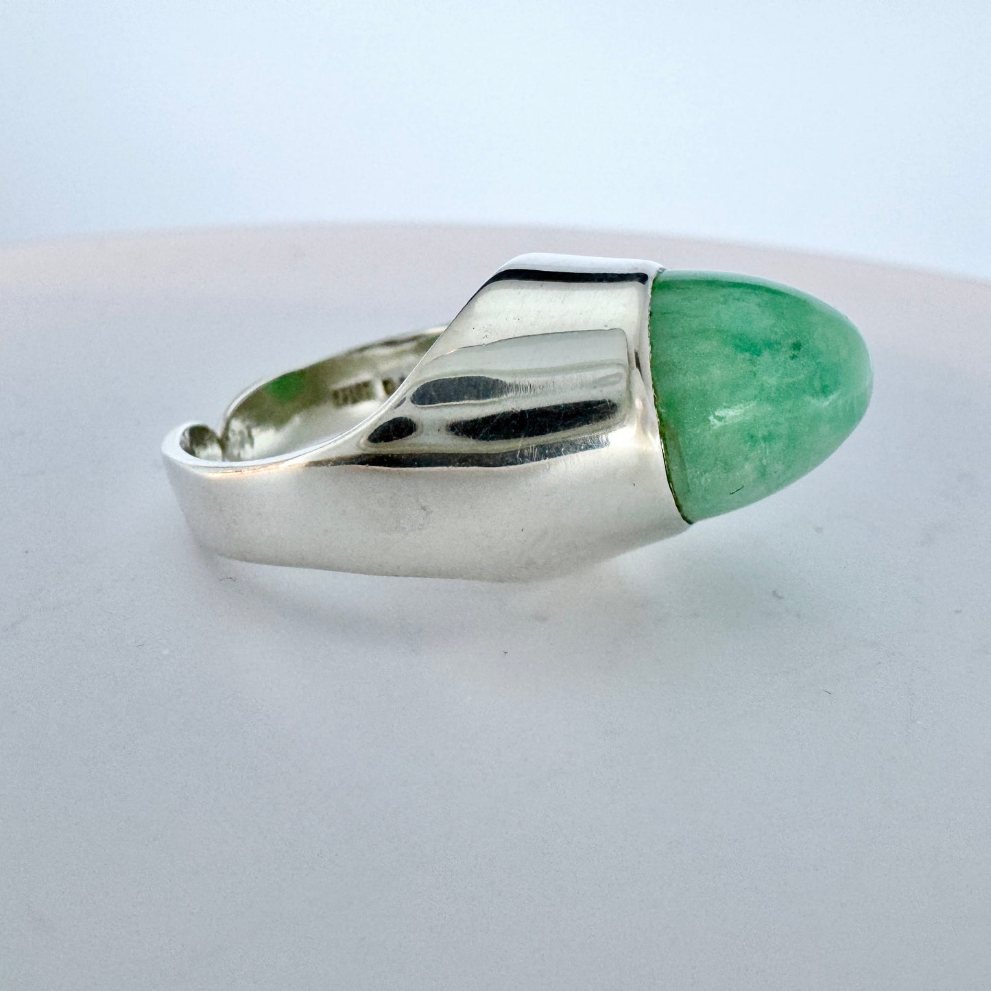 UNI David-Andersen, Norway 1960s. Vintage Space Age Sterling Silver Amazonite Ring.