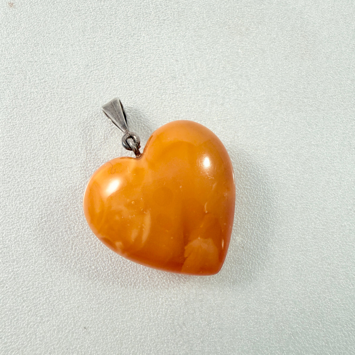 Vintage Heart Amber Silver Pendant.