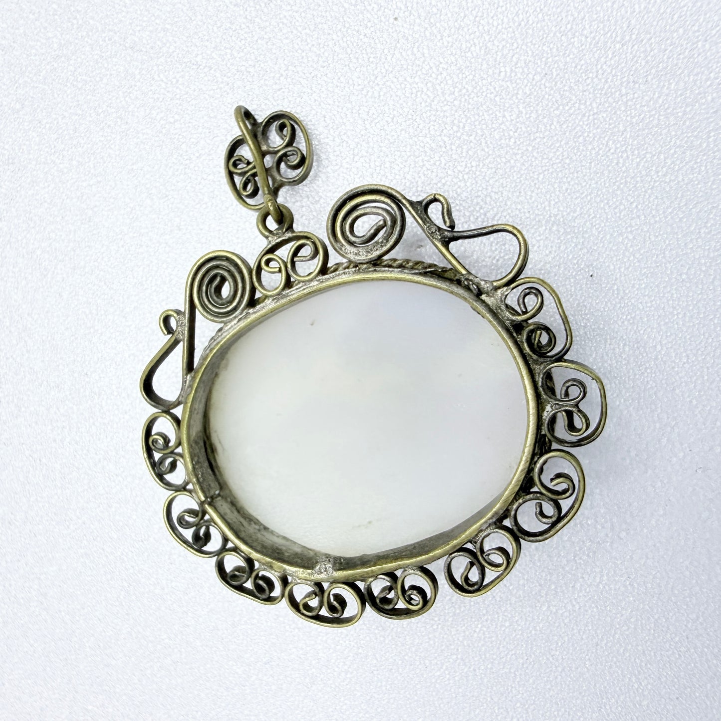 Italy ca 1930s. Mount Vesuvius Pompeii Cameo Metal Pendant