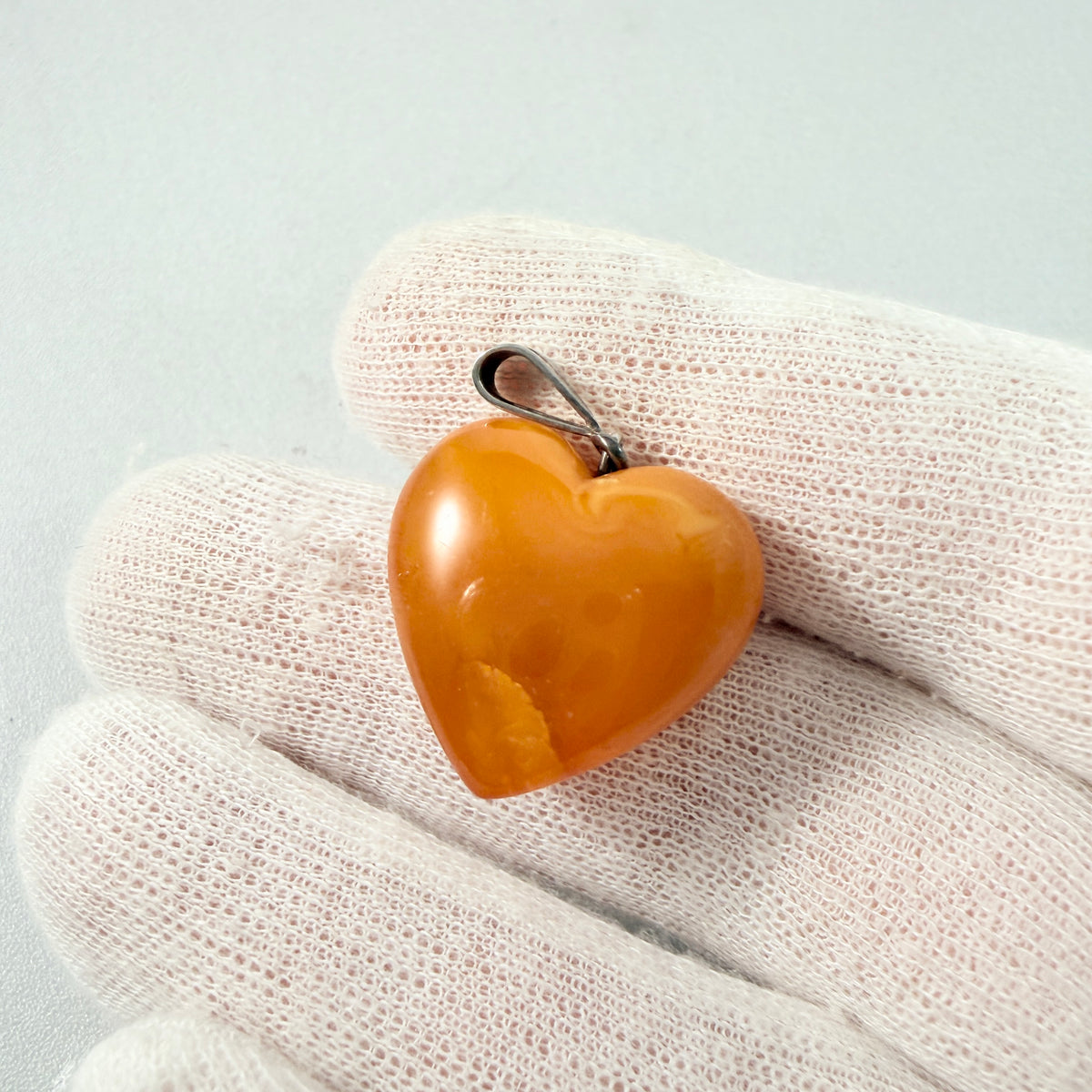 Vintage Heart Amber Silver Pendant.