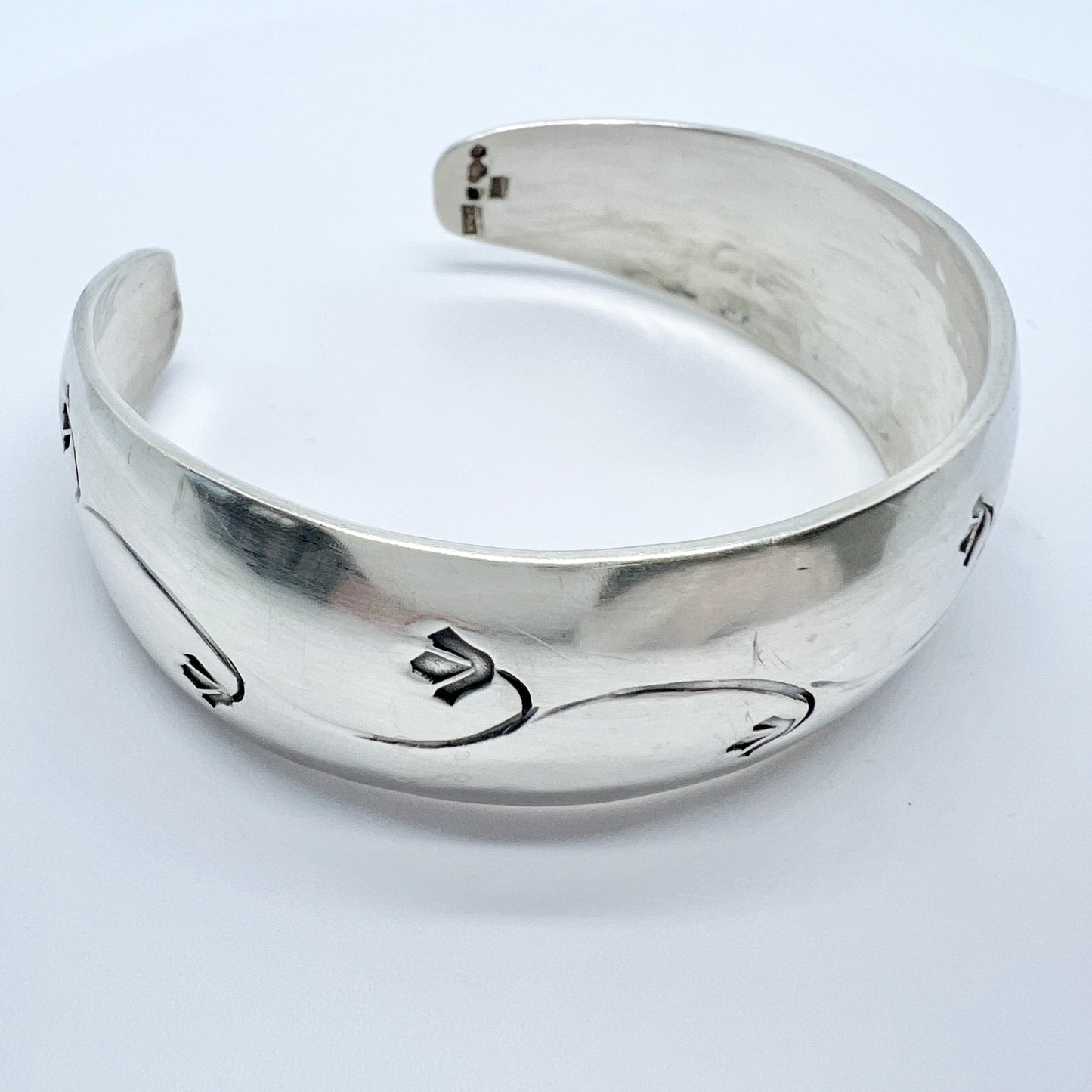 Erik G Olsson, Sweden 1957. Vintage Sterling Silver Cuff Bracelet. 1.5oz