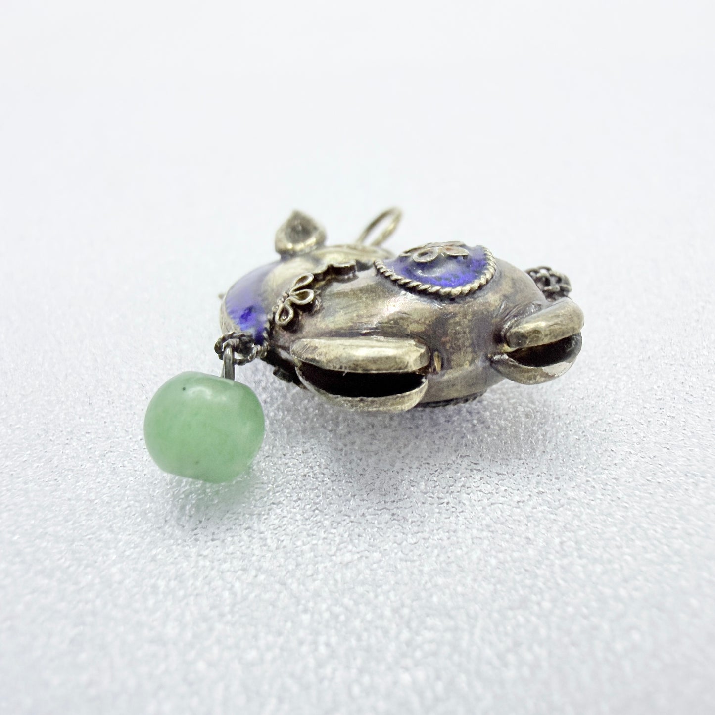 Vintage Gilt Enamelled Silver Jade Horse Charm / Pendant. Prob. China.