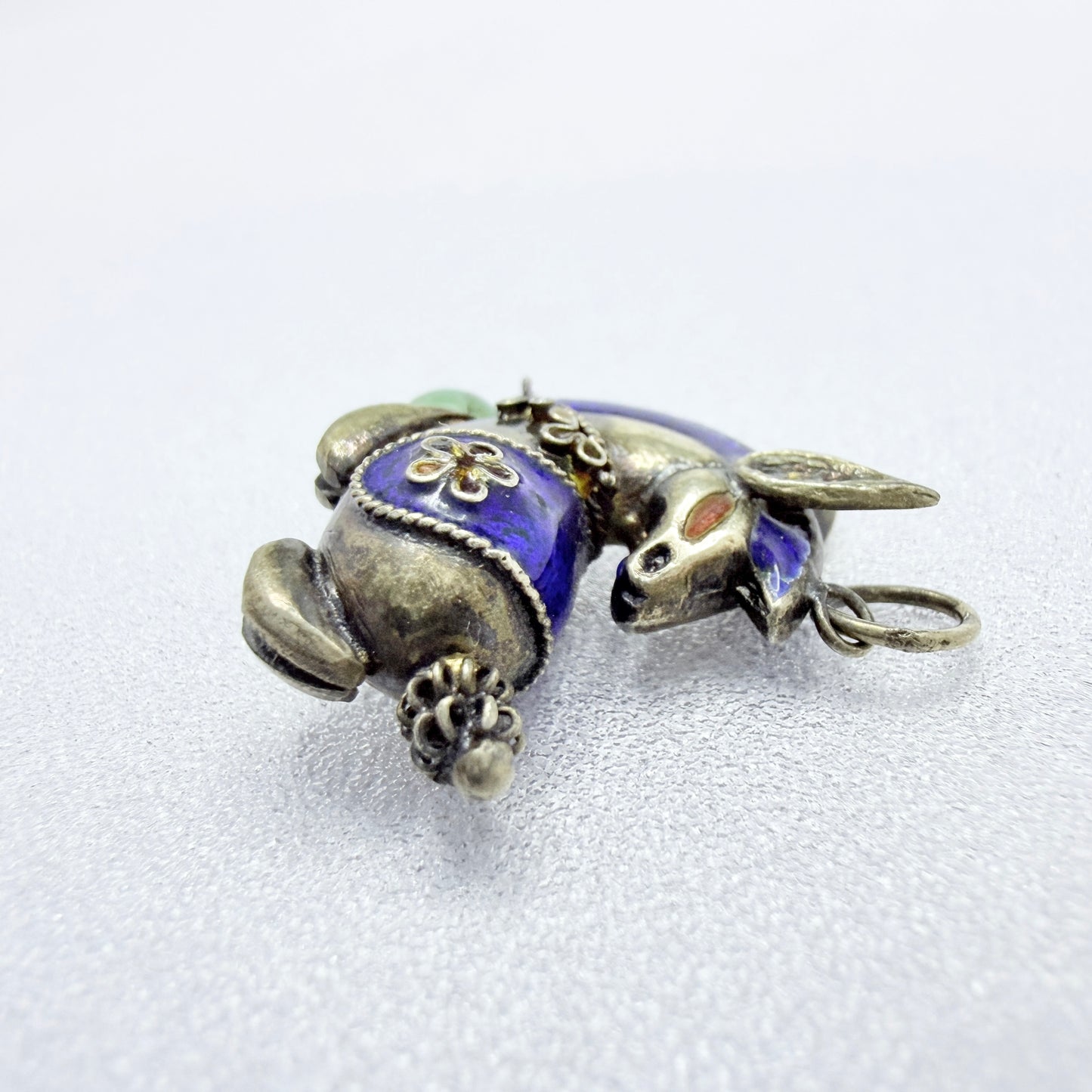 Vintage Gilt Enamelled Silver Jade Horse Charm / Pendant. Prob. China.