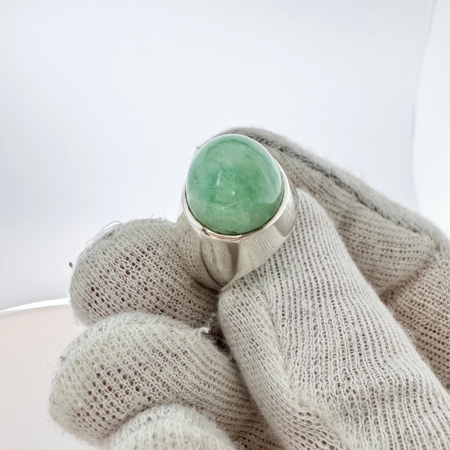 UNI David-Andersen, Norway 1960s. Vintage Space Age Sterling Silver Amazonite Ring.