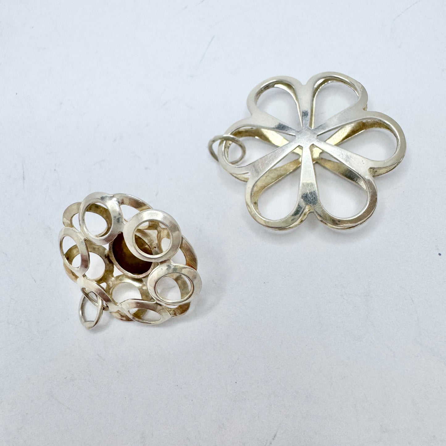 Salovaara, Finland. Two Vintage Solid Silver Small Pendants.