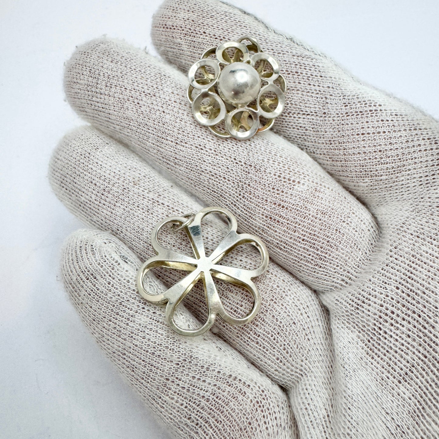 Salovaara, Finland. Two Vintage Solid Silver Small Pendants.