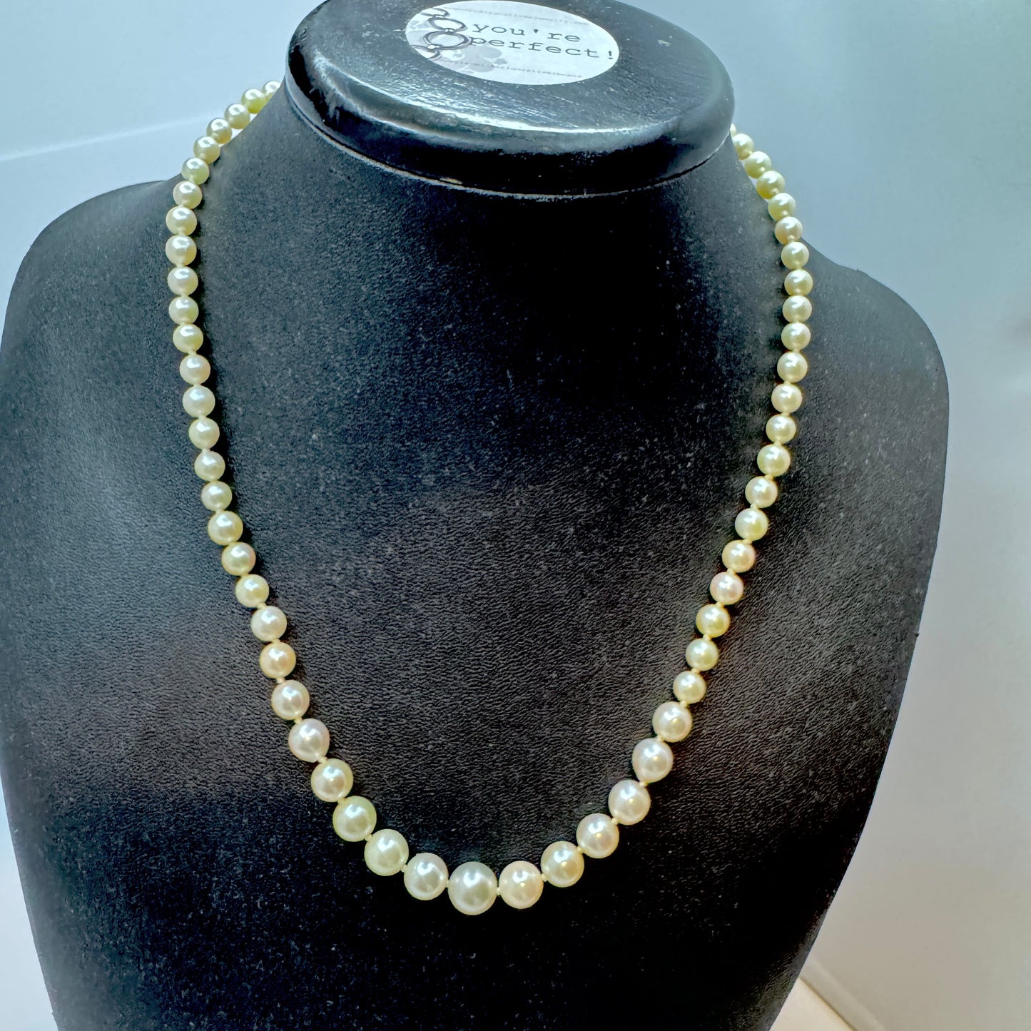 Vintage Cultured Pearl 18k Gold Clasp Necklace.