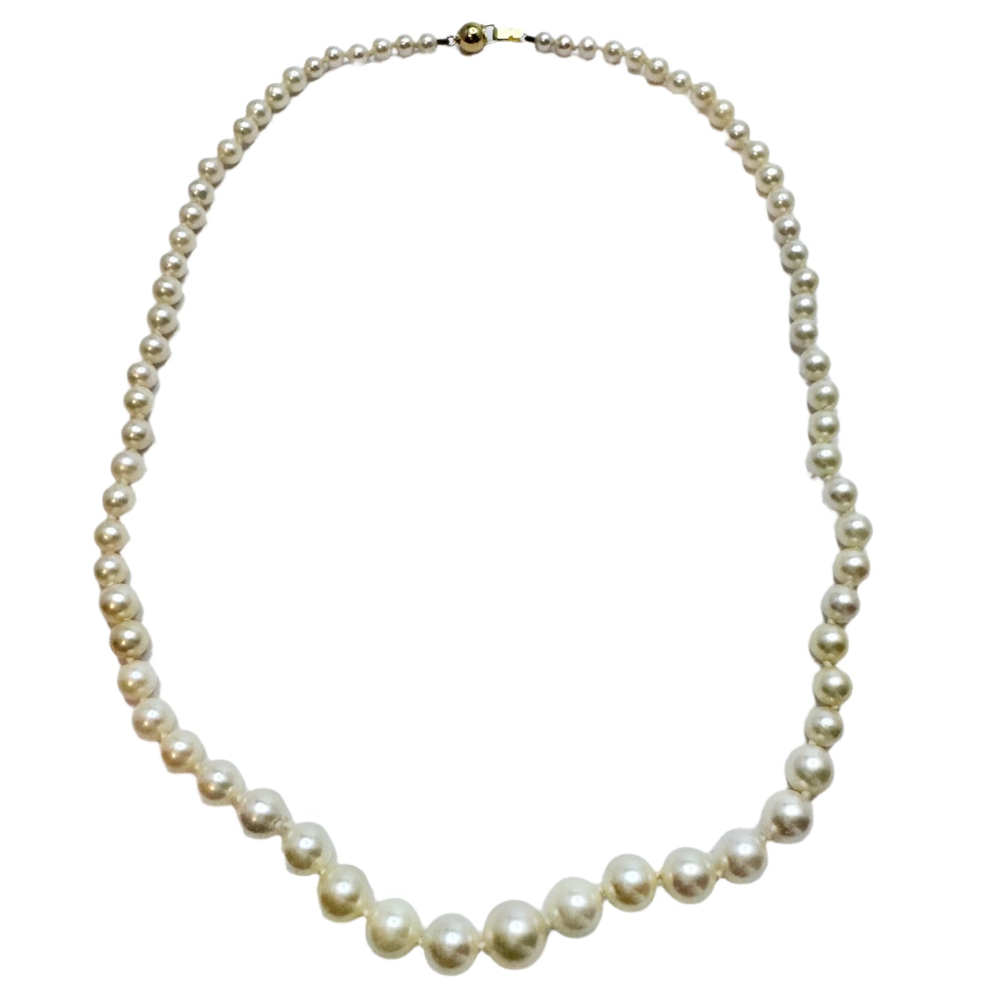 Vintage Cultured Pearl 18k Gold Clasp Necklace.