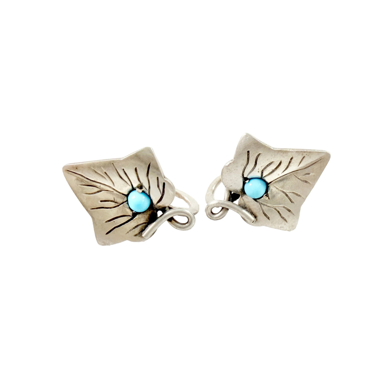 Arvo Saarela, Sweden 1952. Vintage Solid Silver Turquoise Earrings.