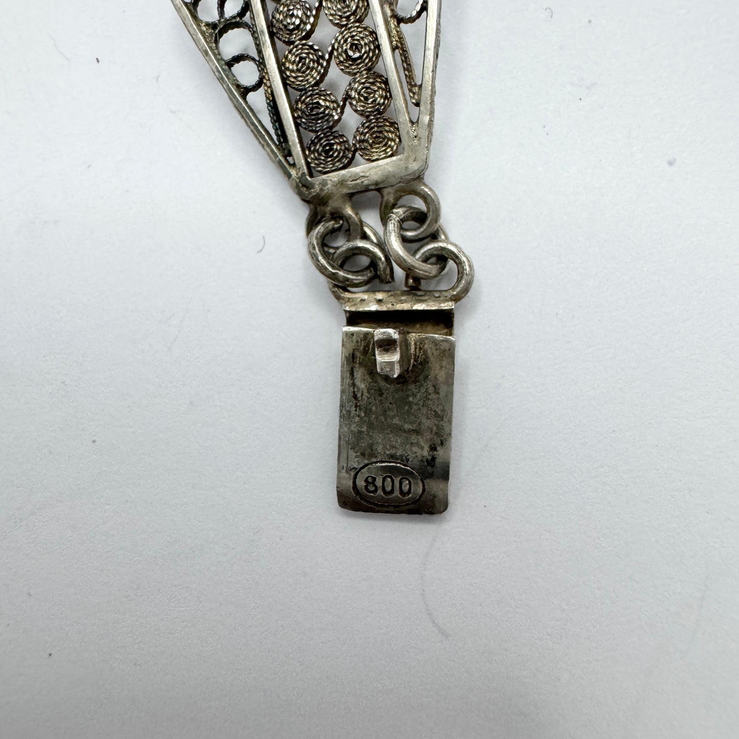 Italy 1920s. Antique Solid Silver Filigree Art Nouveau Art Deco Transition Bracelet.