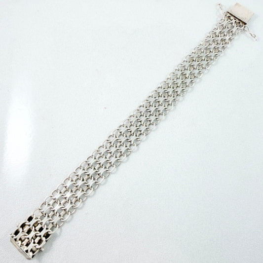 N S E Guldvaru, Sweden 1988. Vintage Solid Silver X-link Bracelet.