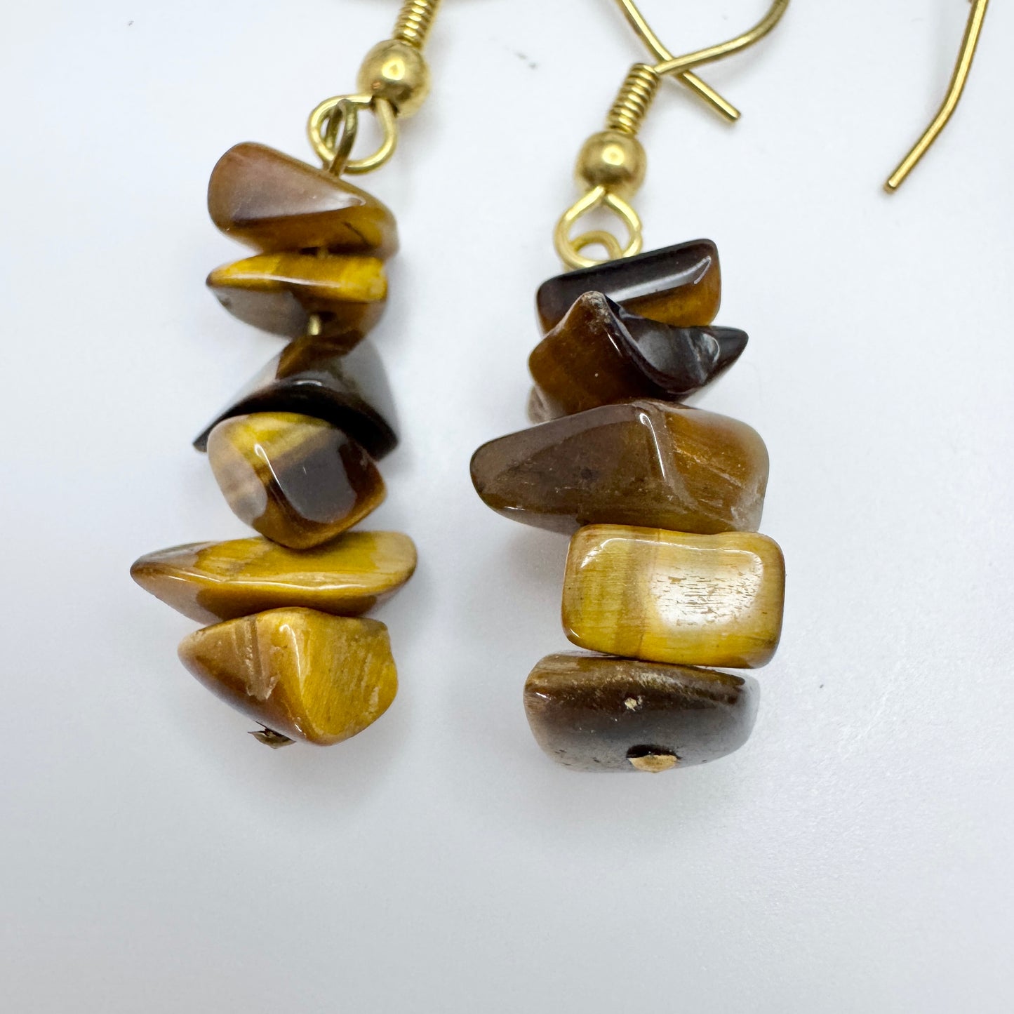 Four Pair of Earrings. Aventurine. Tiger's Eye. Carnelian and Goldstone.