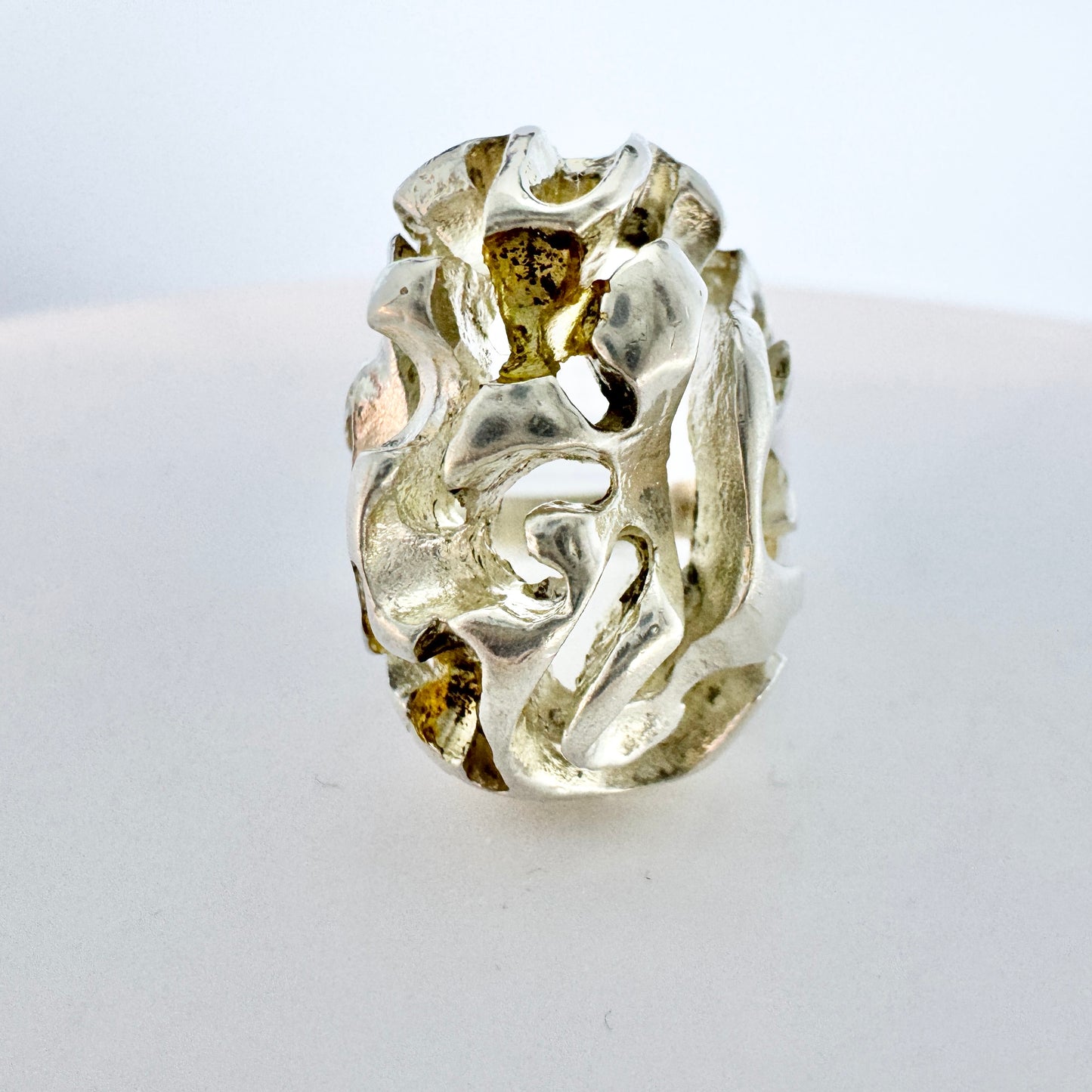 Denmark c 1970s. Bold Vintage Sterling Silver Ring.