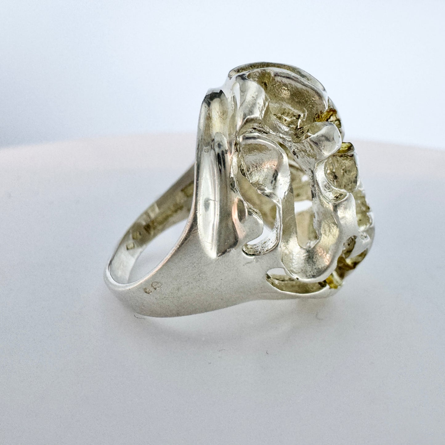 Denmark c 1970s. Bold Vintage Sterling Silver Ring.