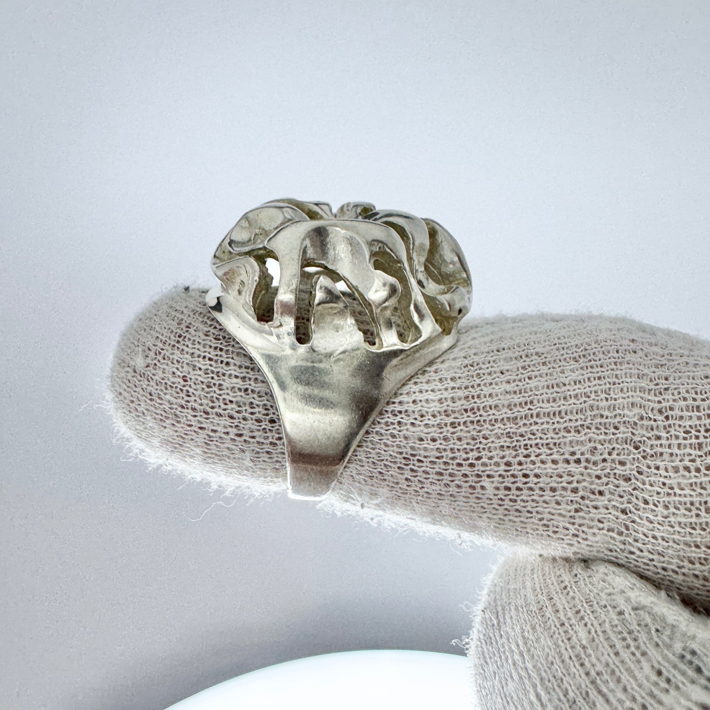 Denmark c 1970s. Bold Vintage Sterling Silver Ring.