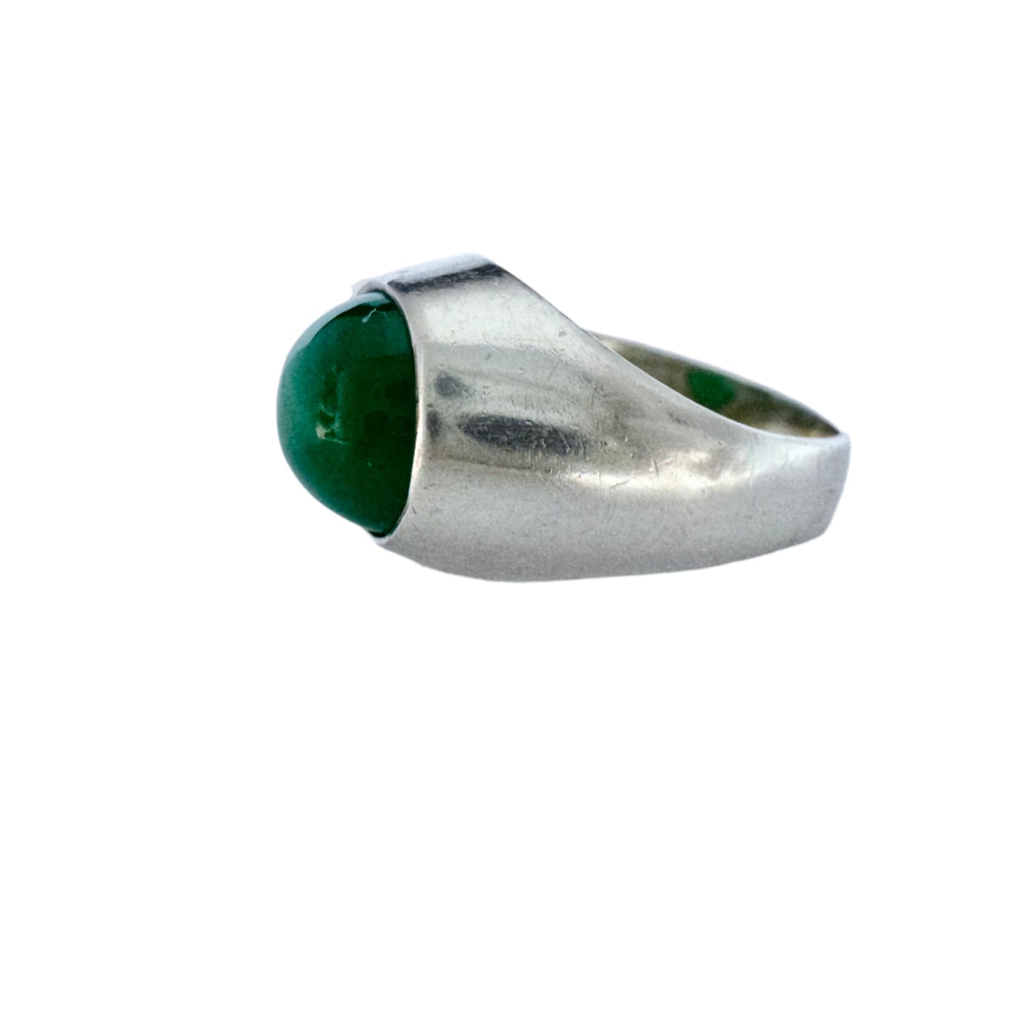 Kaplan, Sweden 1950s. Vintage Solid Silver Chrysoprase Ring.