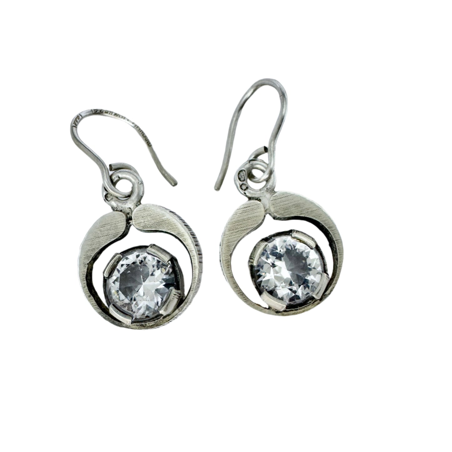 Sten & Laine, Finland 1976. Vintage Sterling Silver Rock Crystal Earrings.