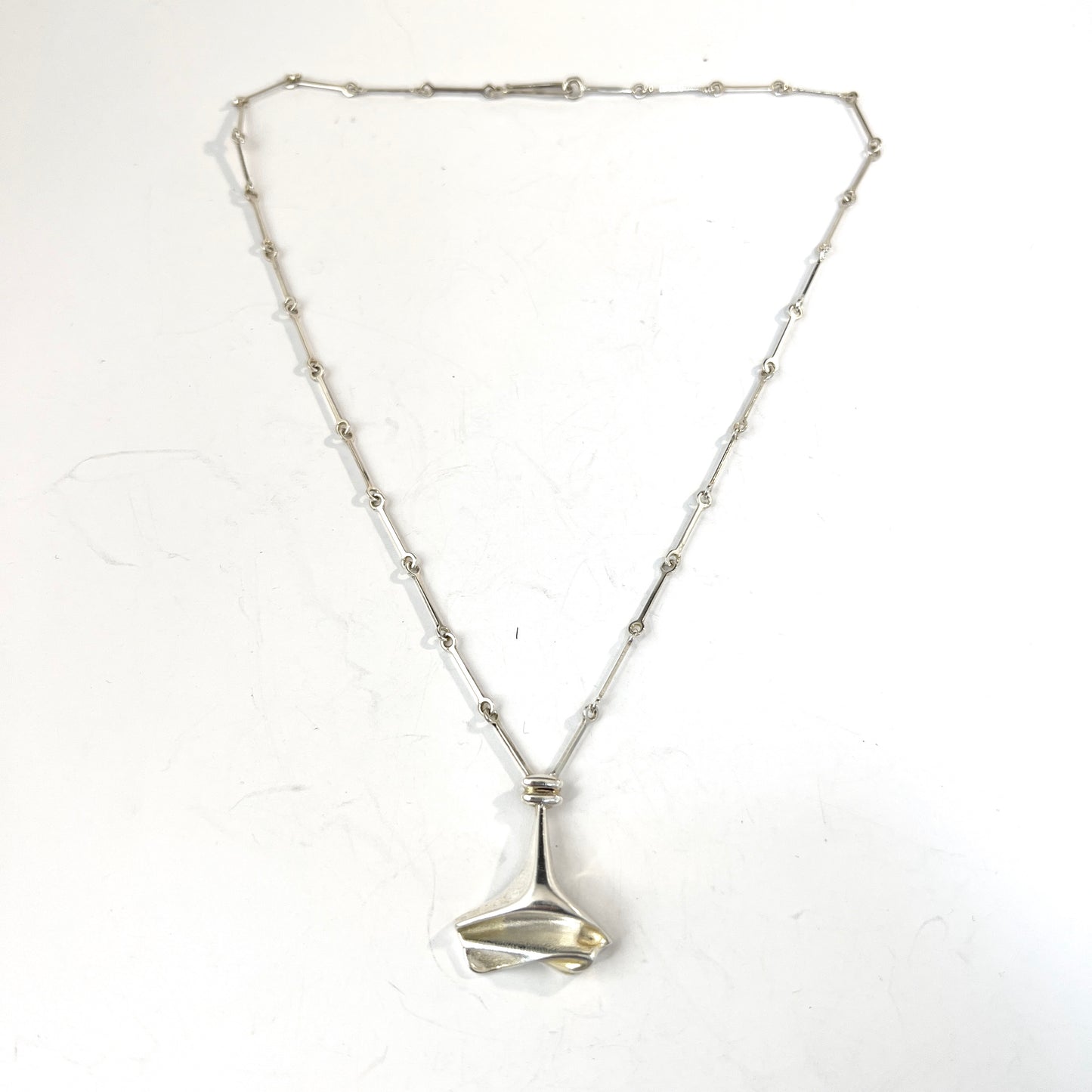 Bjorn Weckstrom for Lapponia, Finland 1980. Vintage Sterling Silver Pendant Necklace. Design Hydra
