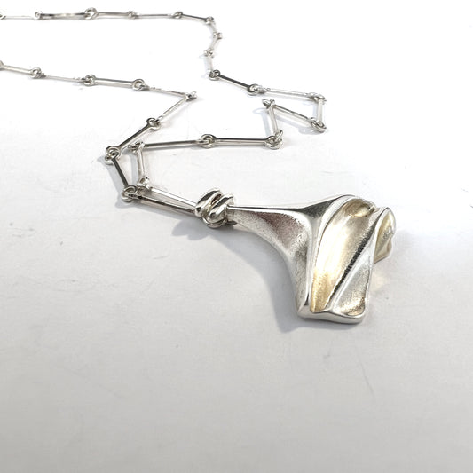 Bjorn Weckstrom for Lapponia, Finland 1980. Vintage Sterling Silver Pendant Necklace. Design Hydra