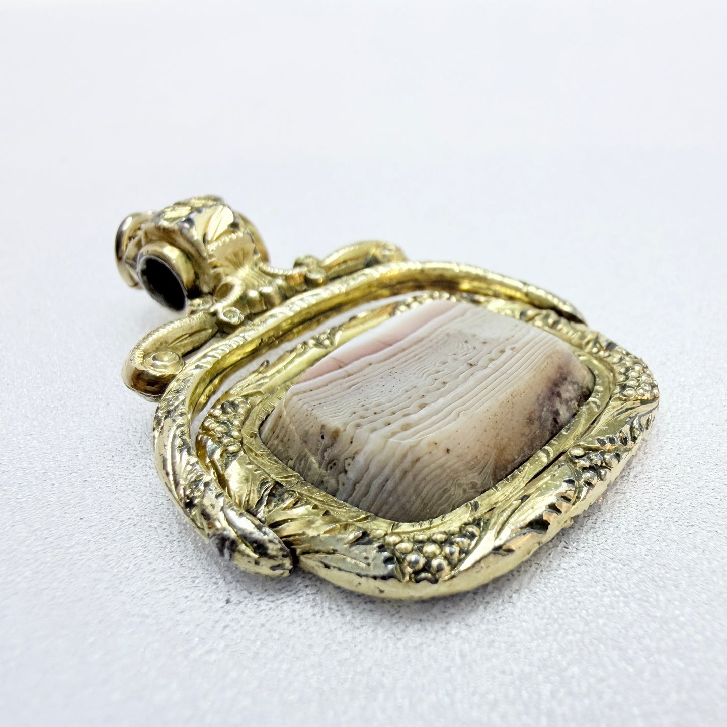 Antique French Gilt Bronze Gilt Ormolu Agate Wax Seal Fob Pendant.