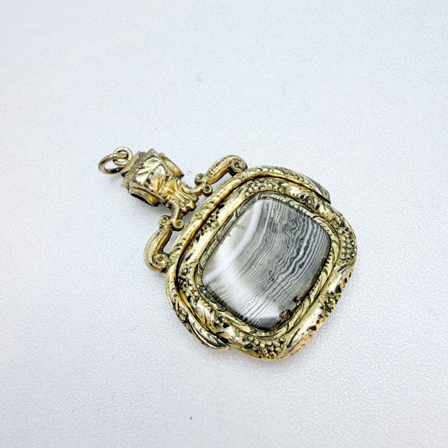 Antique French Gilt Bronze Gilt Ormolu Agate Wax Seal Fob Pendant.