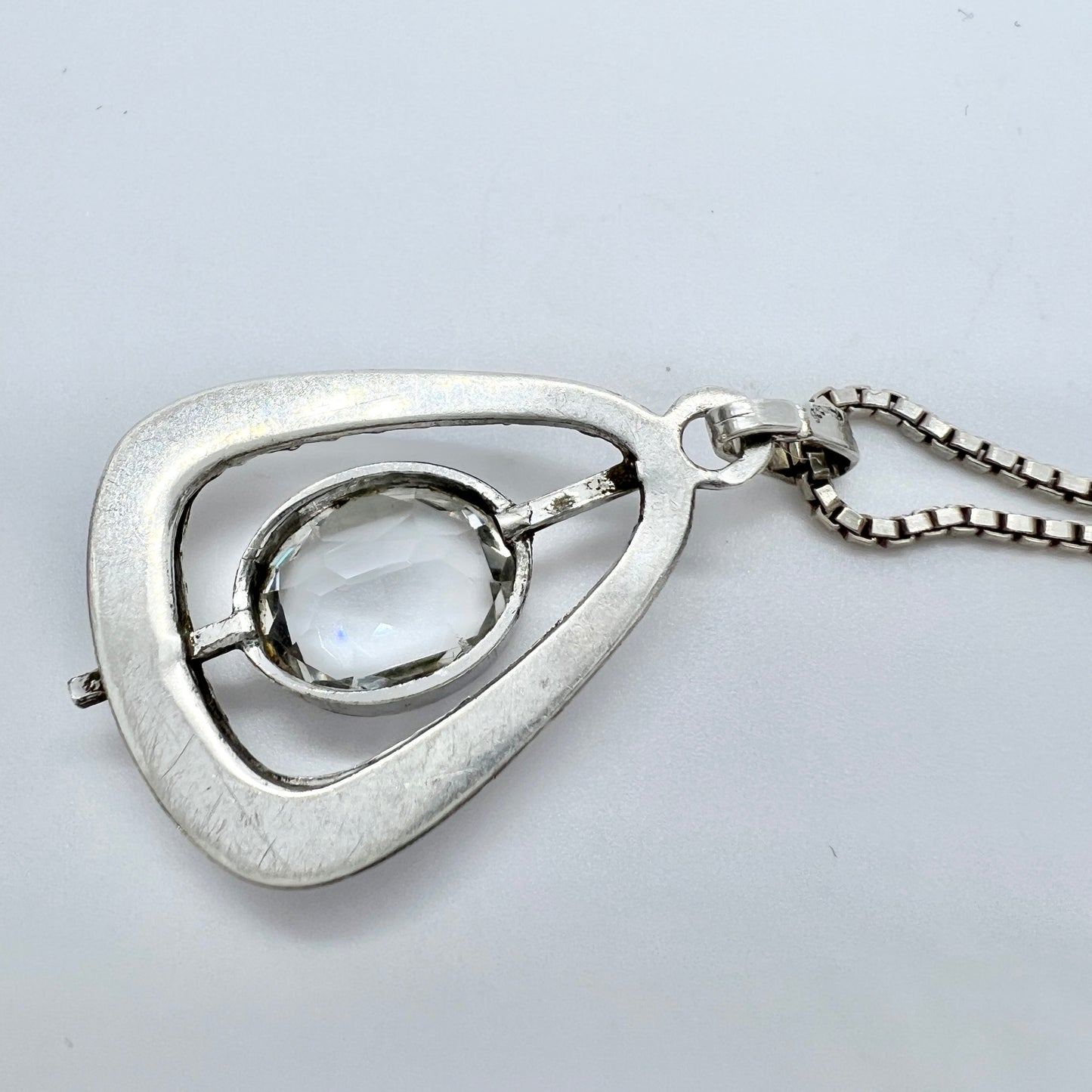 Kollmar & Jourdan, Germany c 1960s. Solid Silver Quartz Pendant Necklace.