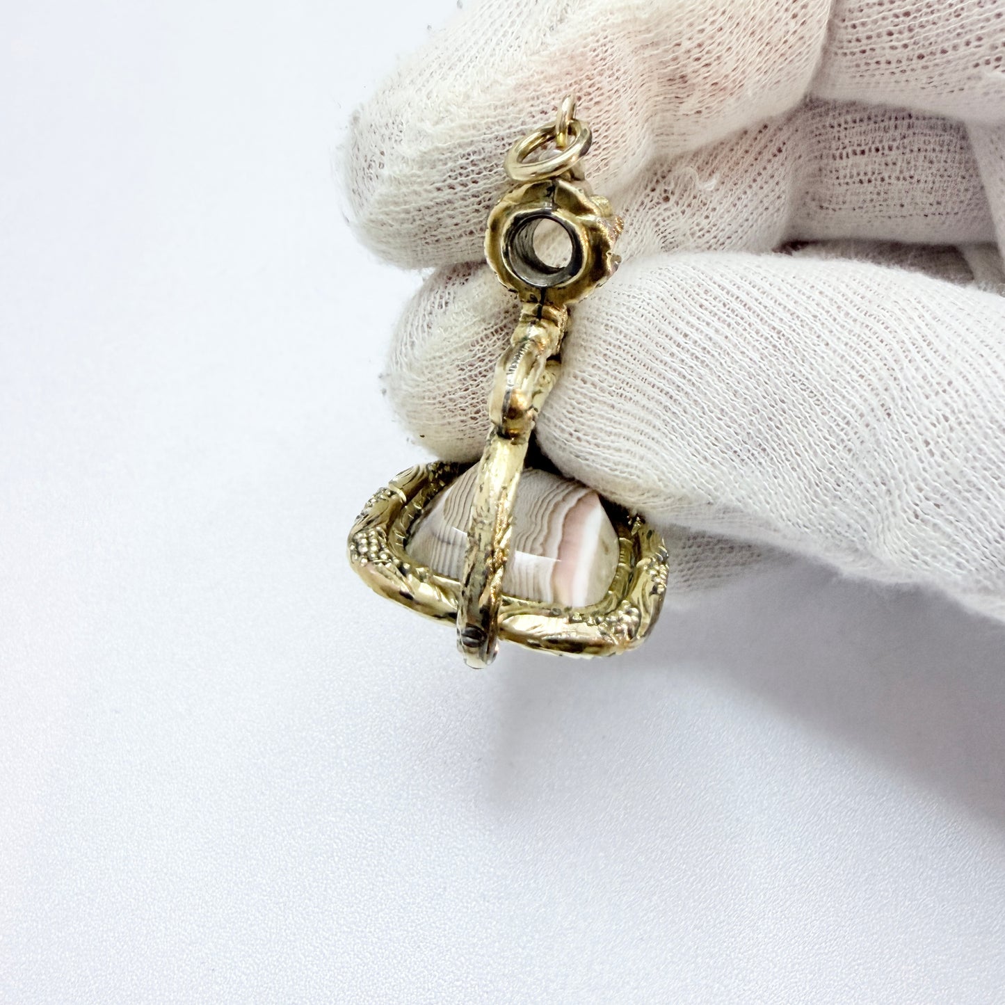 Antique French Gilt Bronze Gilt Ormolu Agate Wax Seal Fob Pendant.