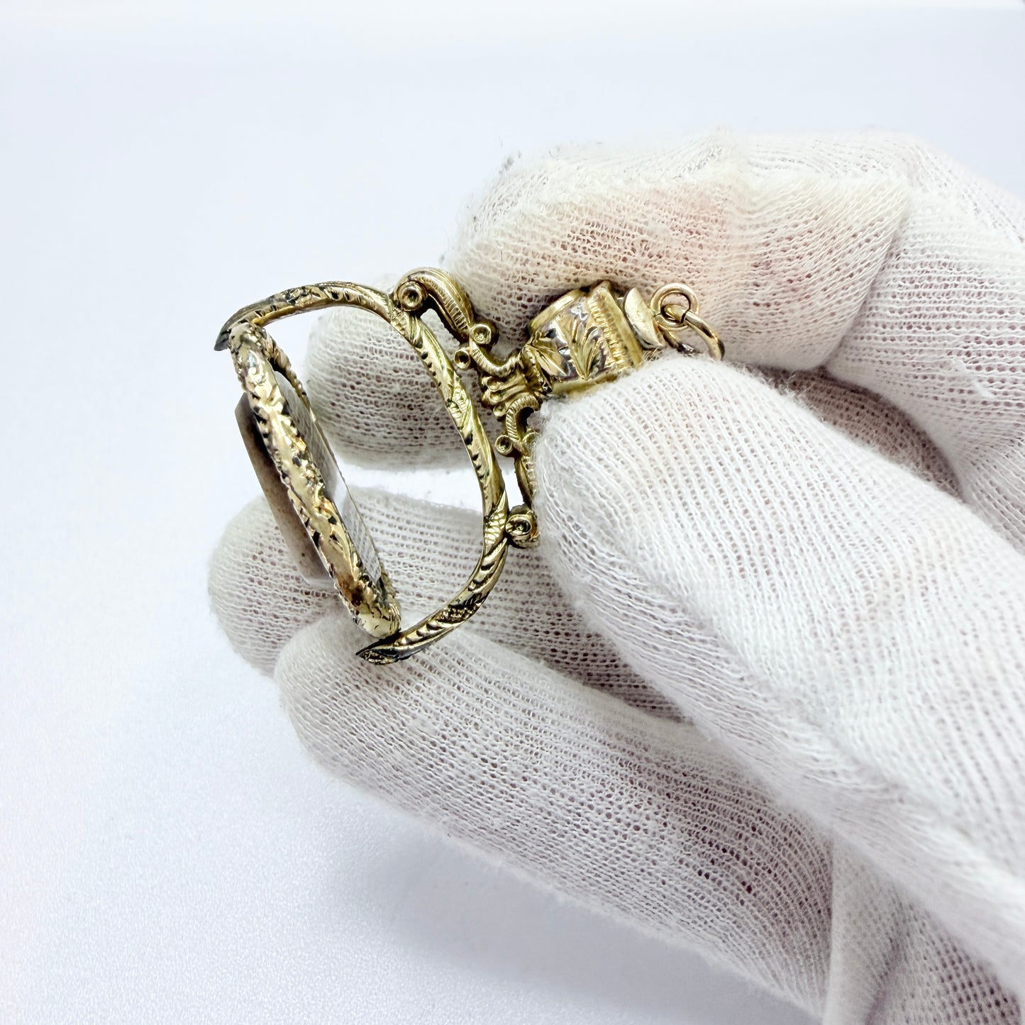 Antique French Gilt Bronze Gilt Ormolu Agate Wax Seal Fob Pendant.