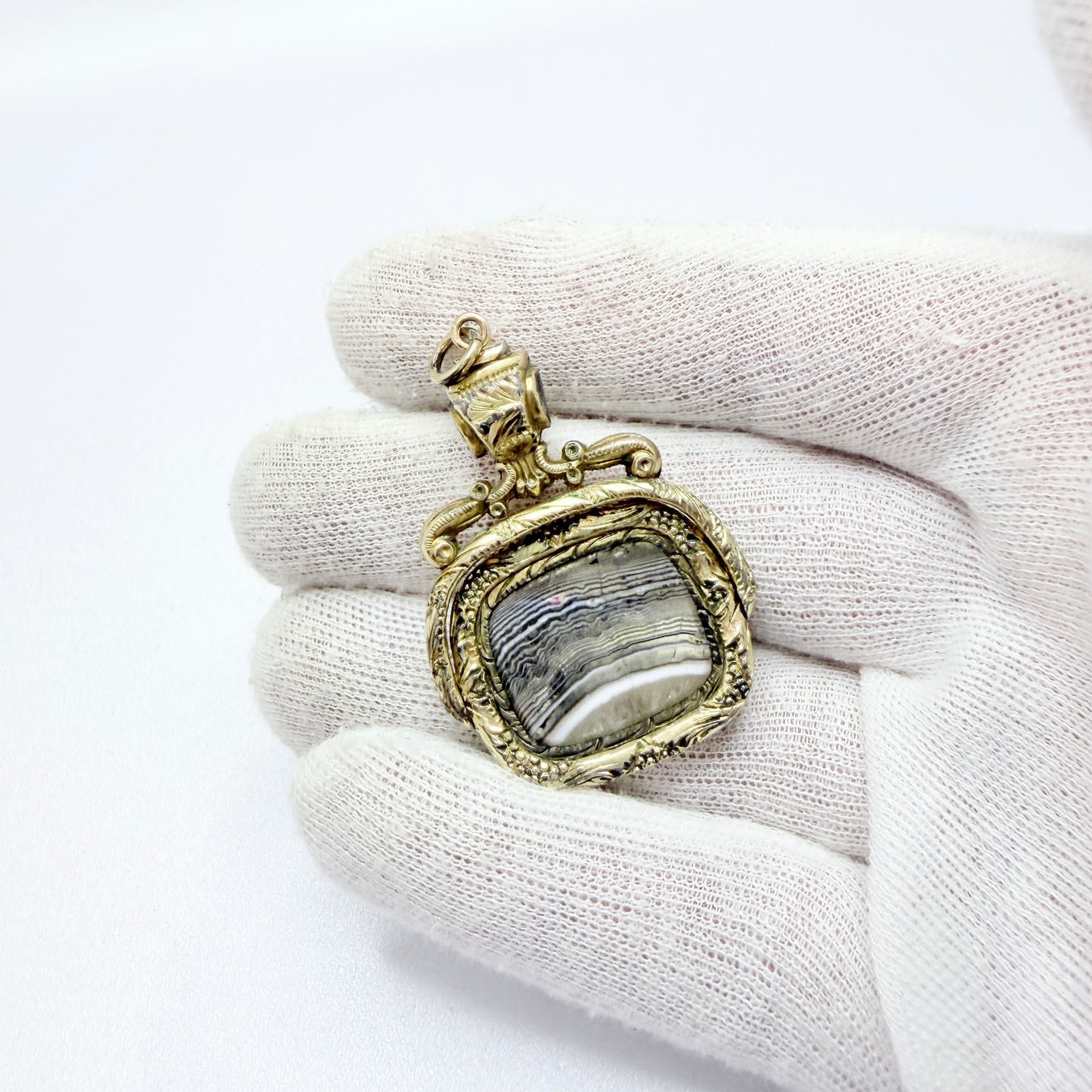 Antique French Gilt Bronze Gilt Ormolu Agate Wax Seal Fob Pendant.