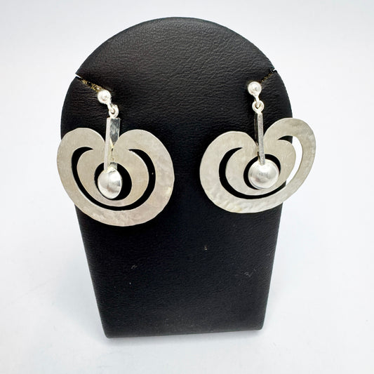 Tapio Wirkkala for Kultakeskus, Finland. Vintage Sterling Silver Earrings. Omena/Apple
