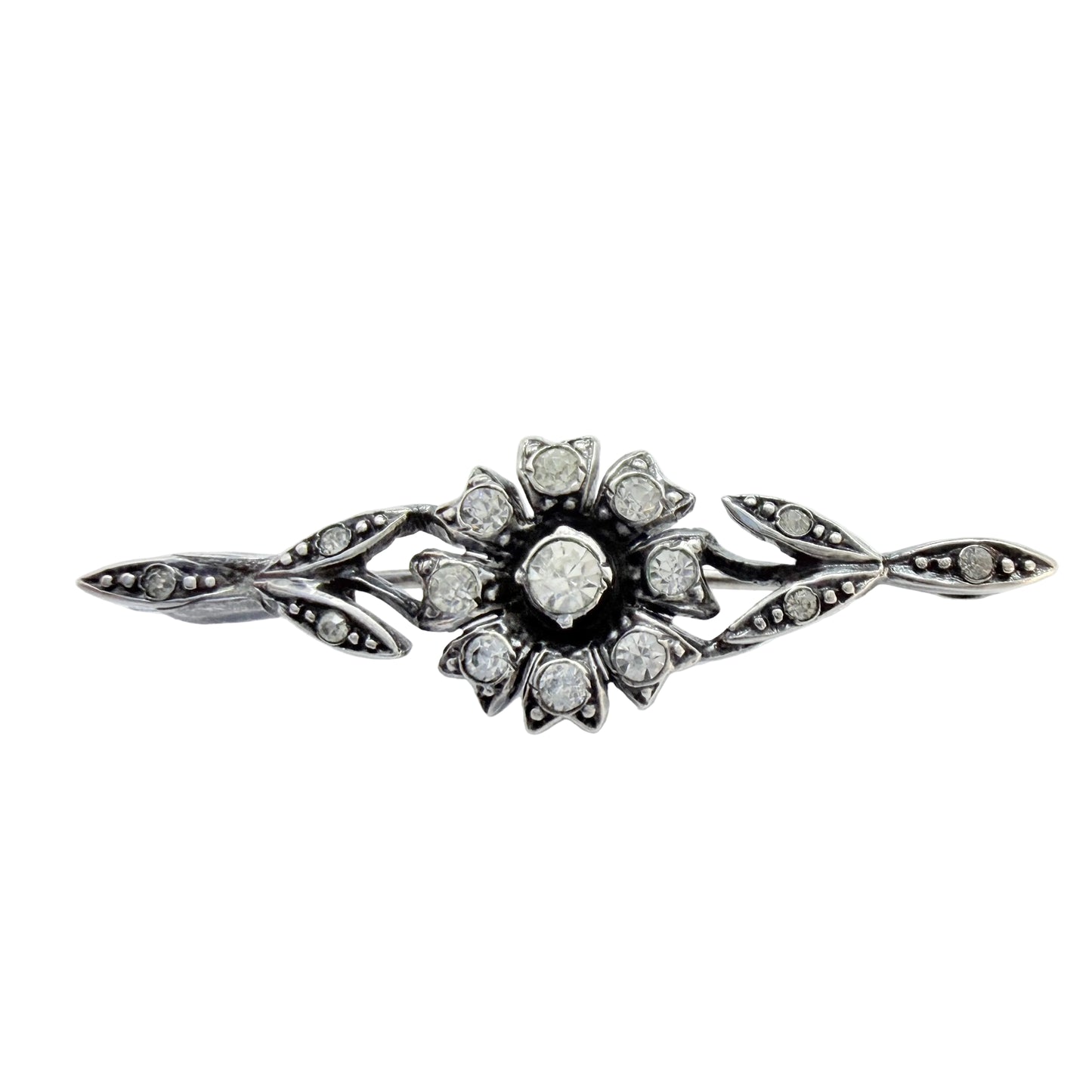 Vintage 1940s Solid Slver Paste Flower Brooch.