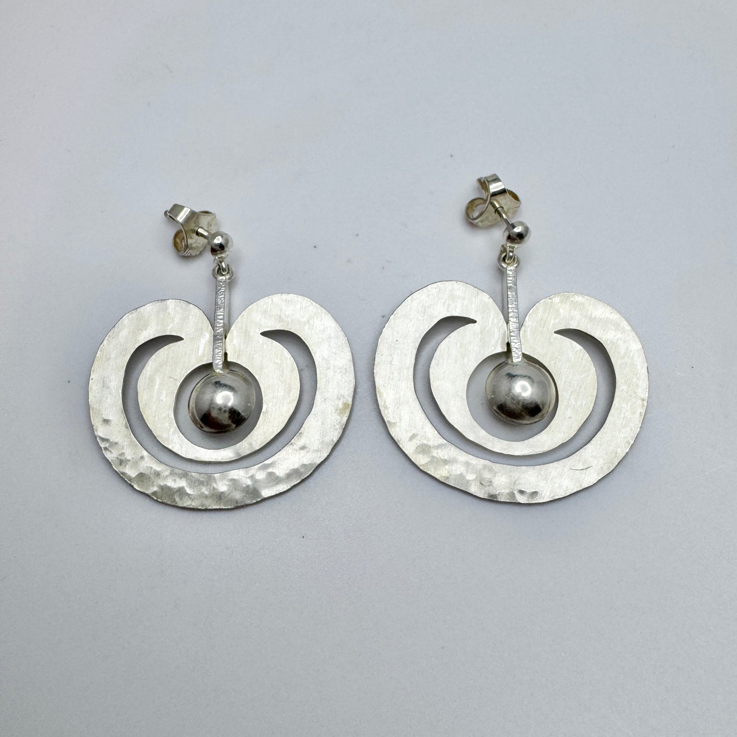 Tapio Wirkkala for Kultakeskus, Finland. Vintage Sterling Silver Earrings. Omena/Apple