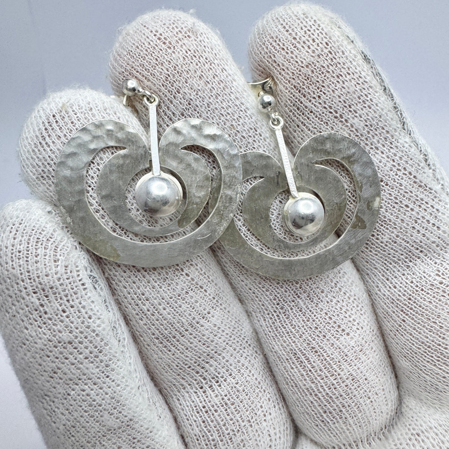 Tapio Wirkkala for Kultakeskus, Finland. Vintage Sterling Silver Earrings. Omena/Apple