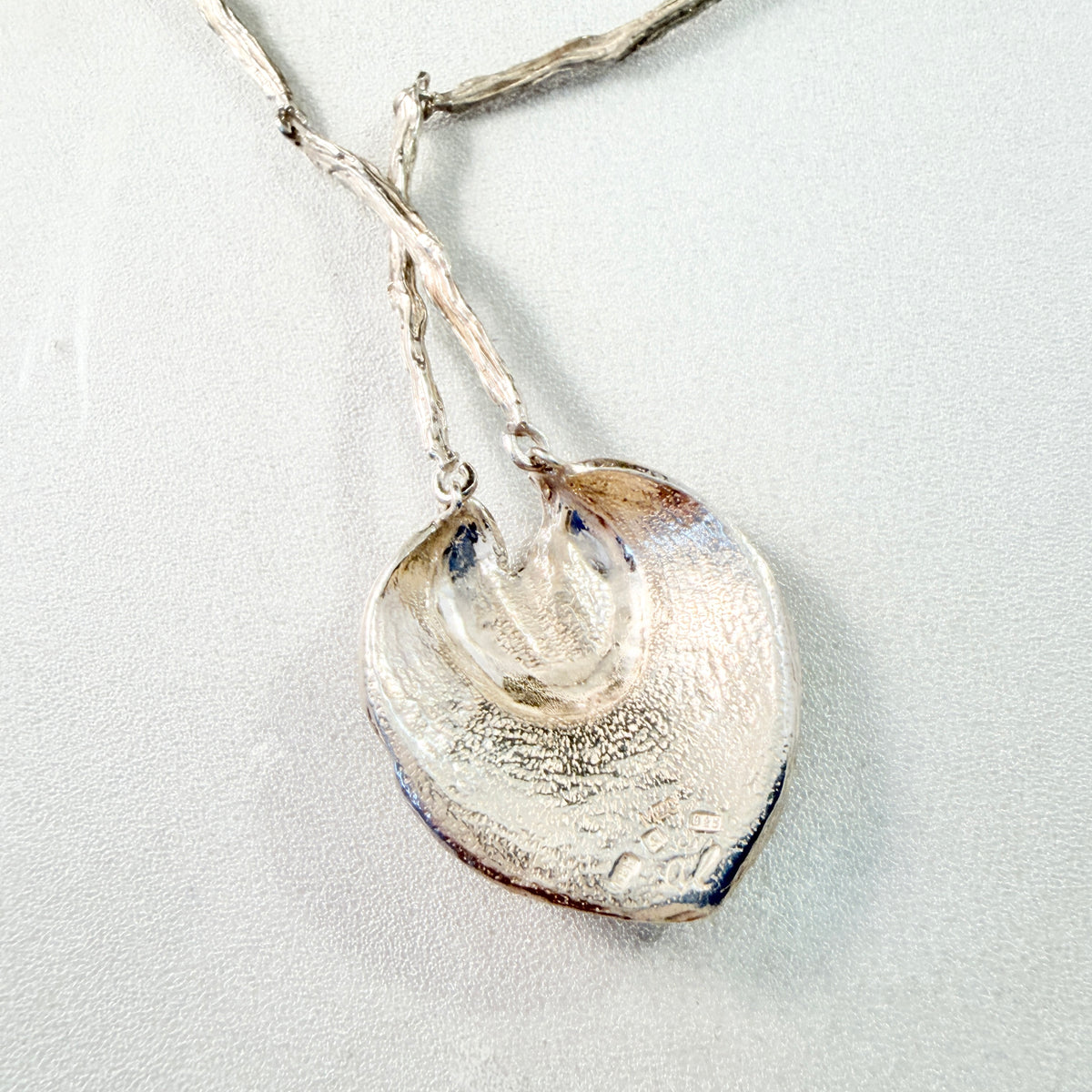 Bengt Hallberg, Sweden. Vintage Sterling Silver Organic Pendant Necklace. Designer Signature.